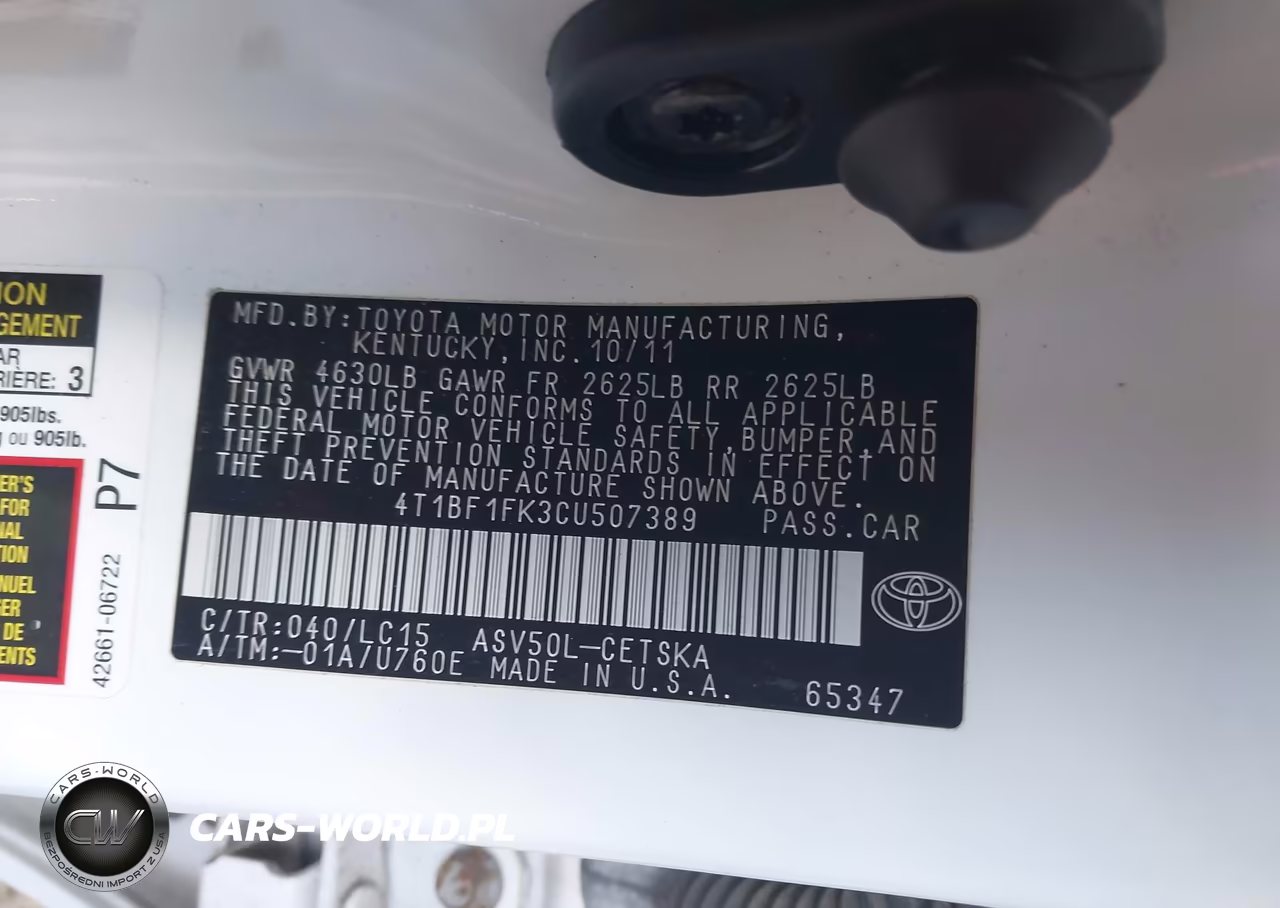2012 Toyota Camry Se VIN:4T1BF1FK3CU507389 - 9
