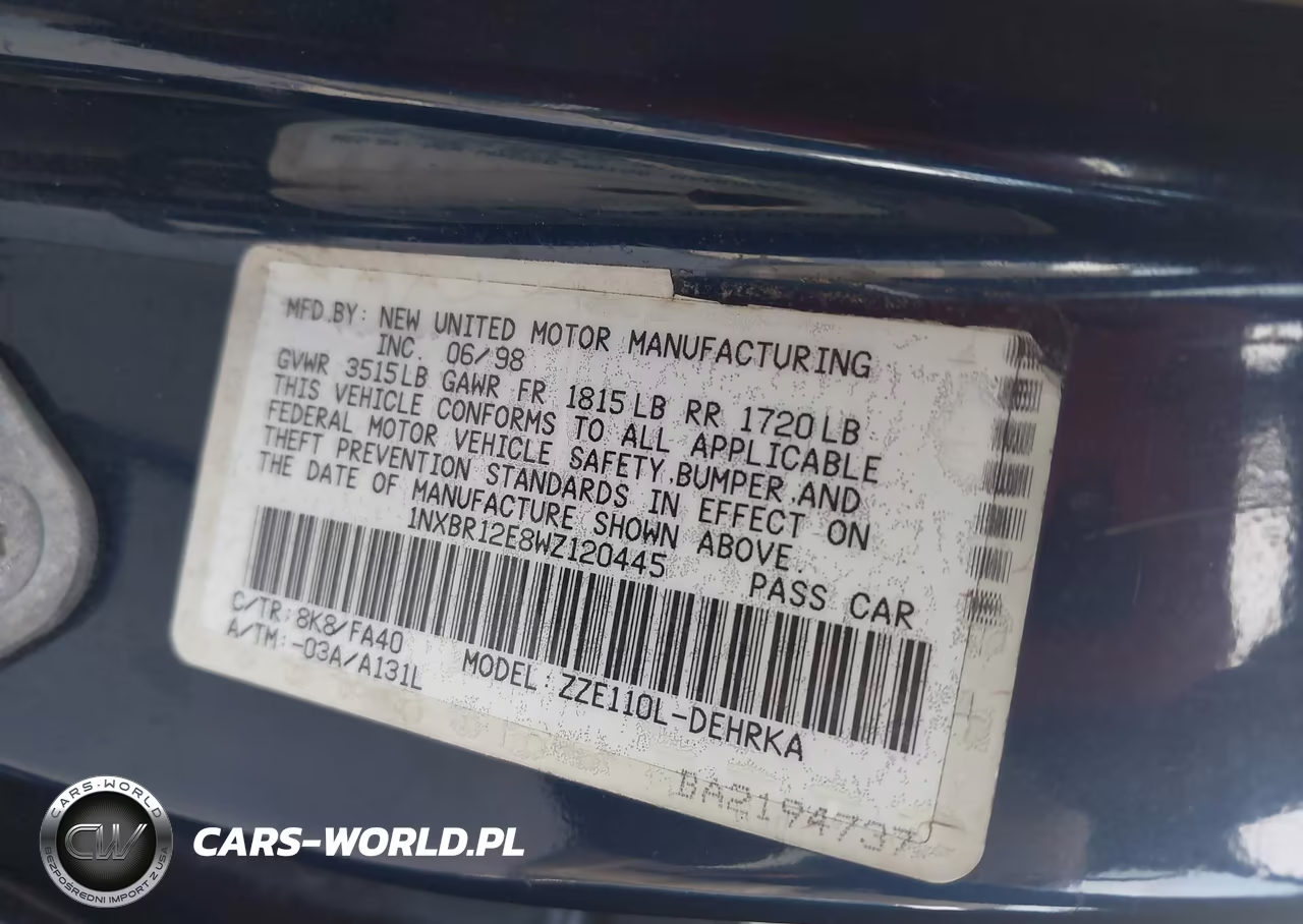 1998 Toyota Corolla Ve VIN:1NXBR12E8WZ120445 - 9