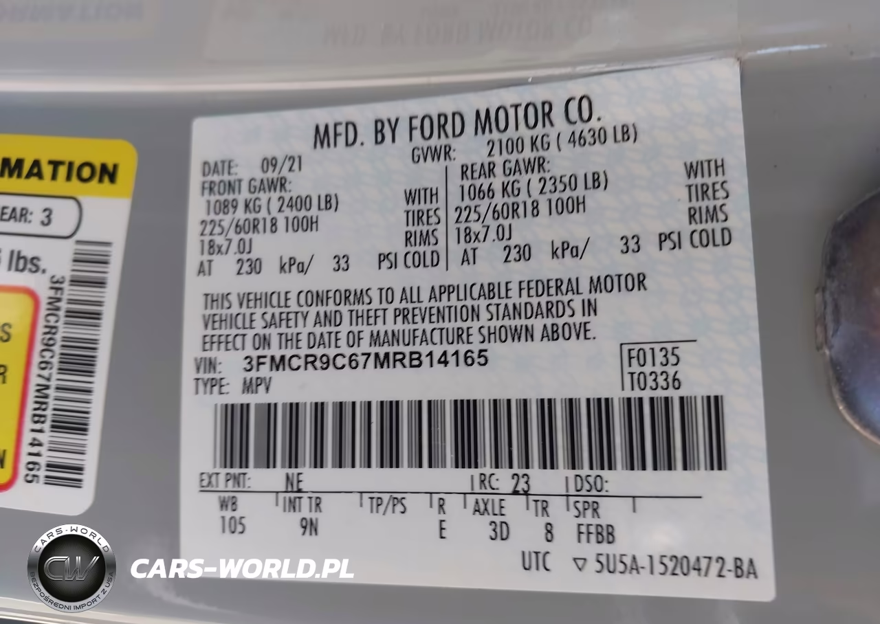 2021 Ford Bronco Sport Outer Banks VIN:3FMCR9C67MRB14165 - 9