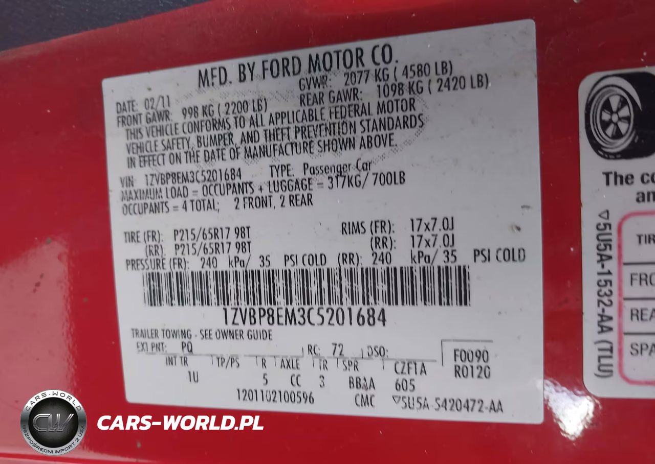 2012 Ford Mustang V6 VIN:1ZVBP8EM3C5201684 - 9