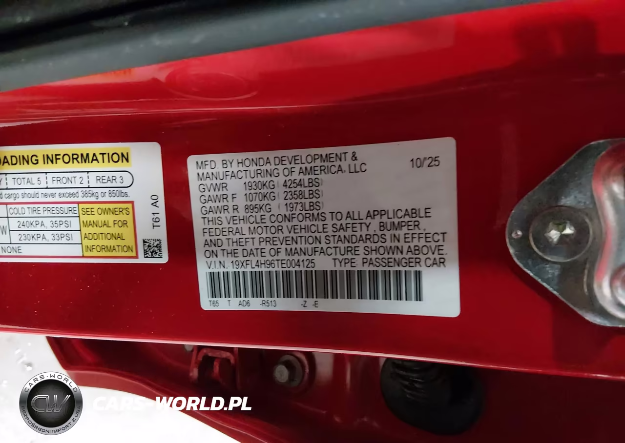 2026 Honda Civic Hybrid Sport Touring VIN:19XFL4H96TE004125 - 9