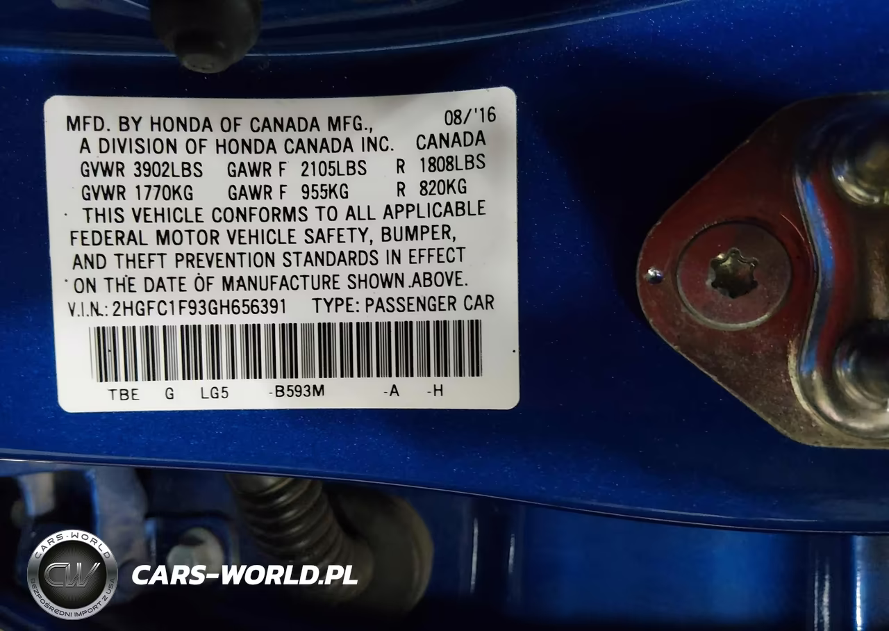 2016 Honda Civic Touring VIN:2HGFC1F93GH656391 - 9
