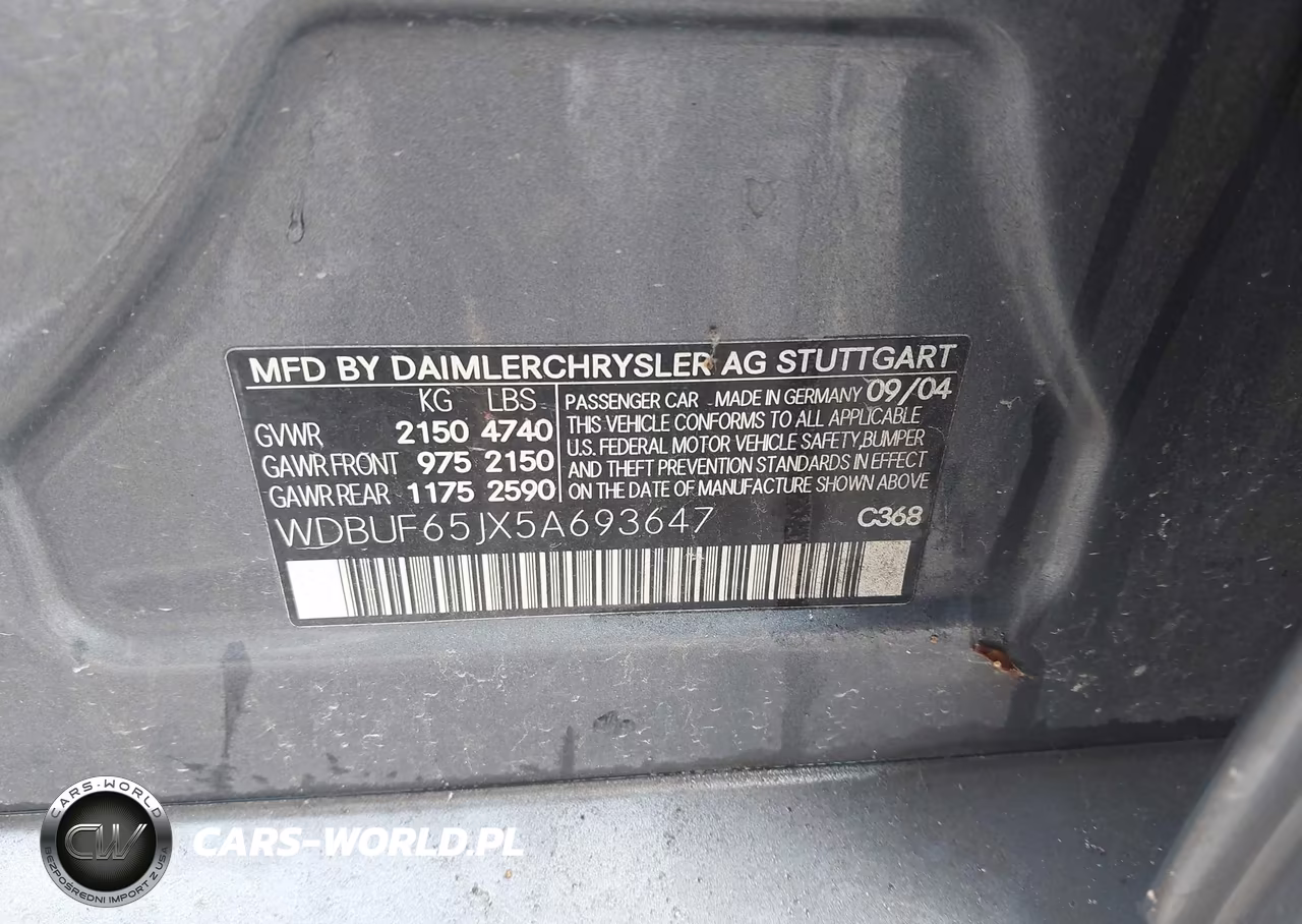 2005 Mercedes-Benz E 320 VIN:WDBUF65JX5A693647 - 9