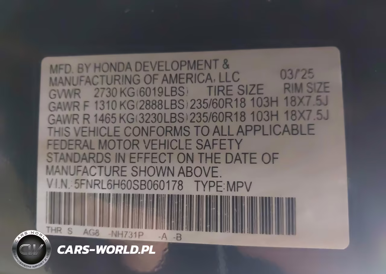 2025 Honda Odyssey Ex-L VIN:5FNRL6H60SB060178 - 9