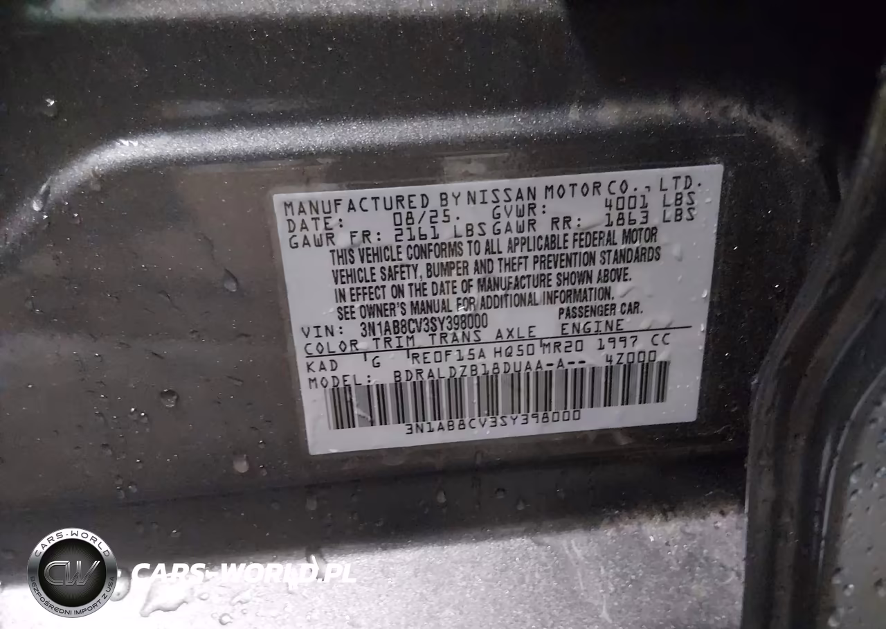 2025 Nissan Sentra Sv VIN:3N1AB8CV3SY398000 - 9