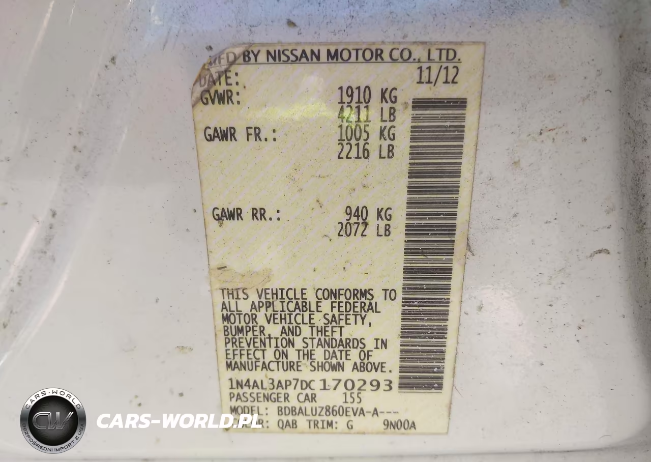 NISSAN ALTIMA VIN:1N4AL3AP7DC170293 - 9