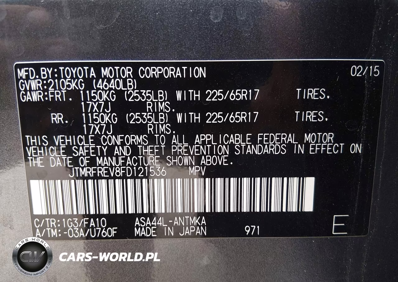 2015 Toyota Rav4 Xle VIN:JTMRFREV8FD121536 - 9