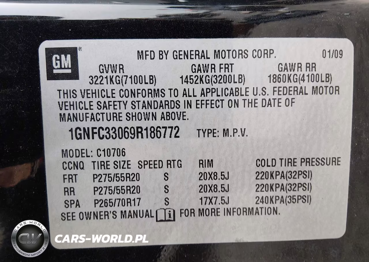 2009 Chevrolet Tahoe Ltz VIN:1GNFC33069R186772 - 9