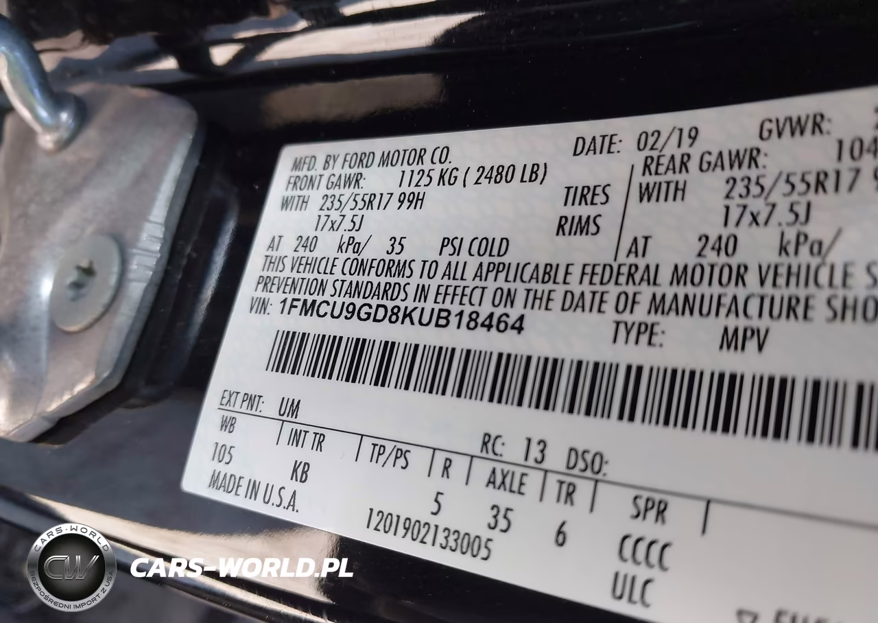 2019 Ford Escape Se VIN:1FMCU9GD8KUB18464 - 9