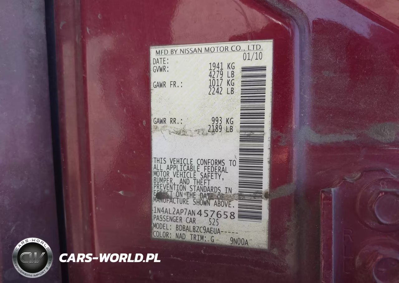 2010 Nissan Altima 2.5 S VIN:1N4AL2AP7AN457658 - 9