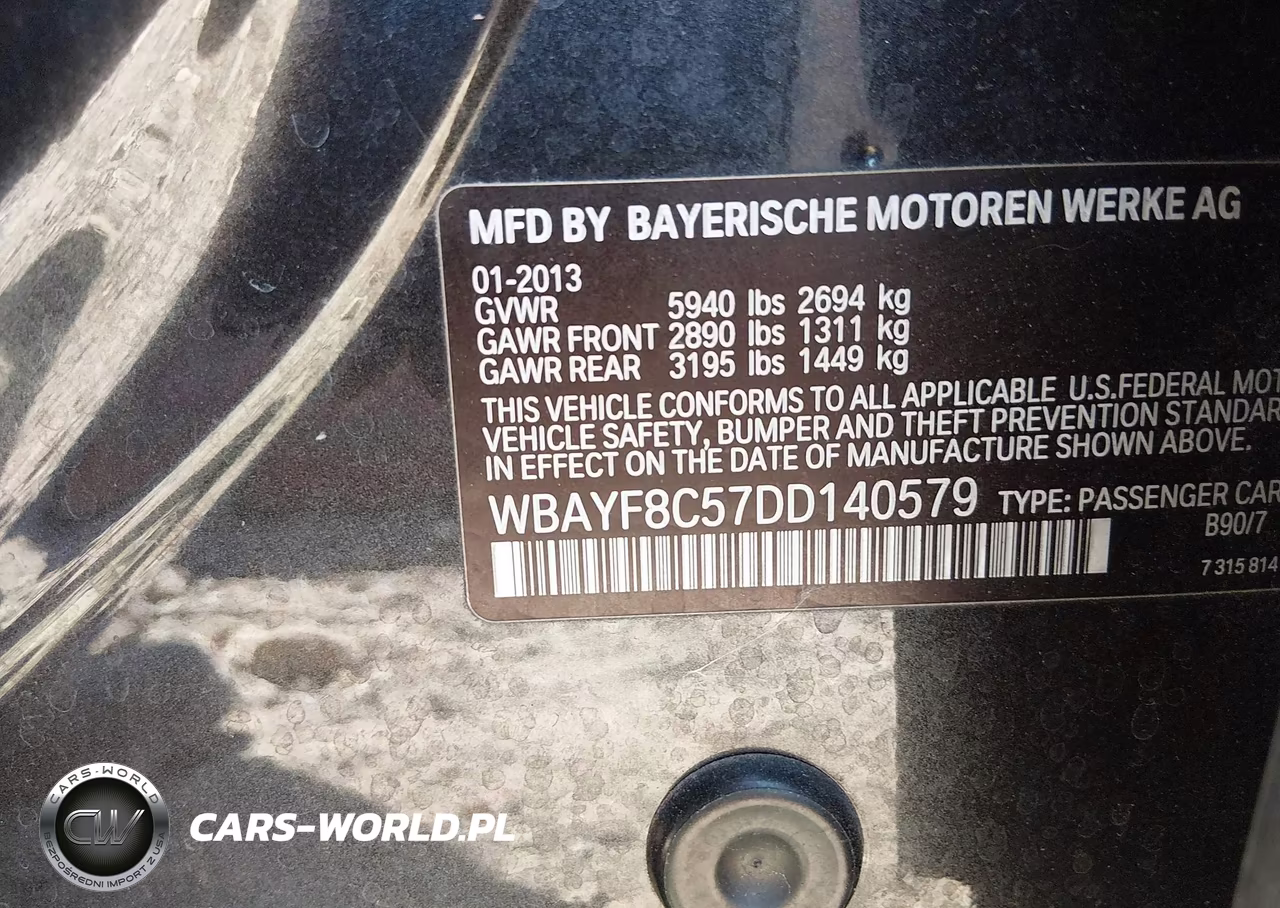 2013 BMW 750Li xDrive VIN:WBAYF8C57DD140579 - 9