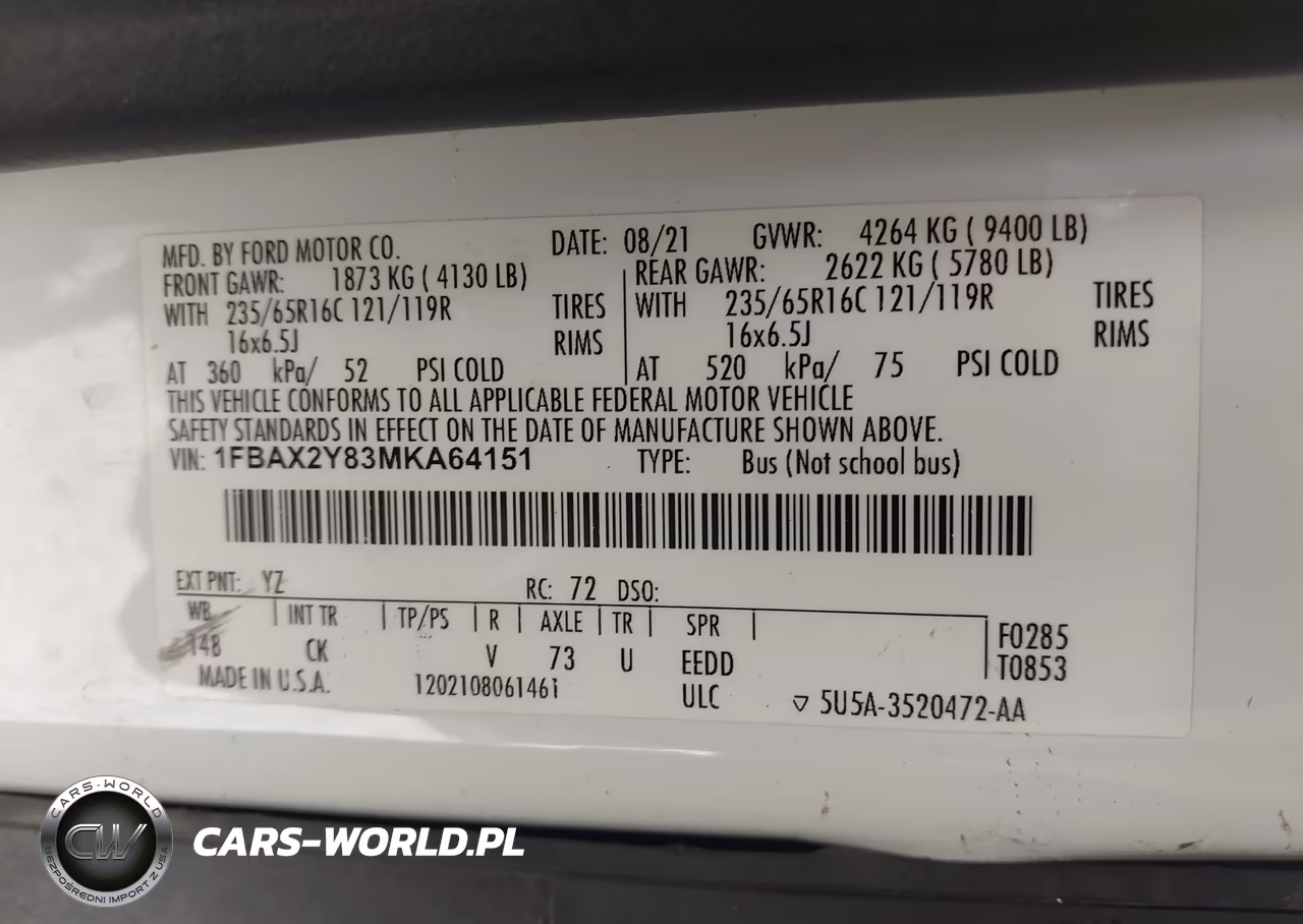 2021 Ford Transit-350 Passenger Van Xl-Xlt VIN:1FBAX2Y83MKA64151 - 9