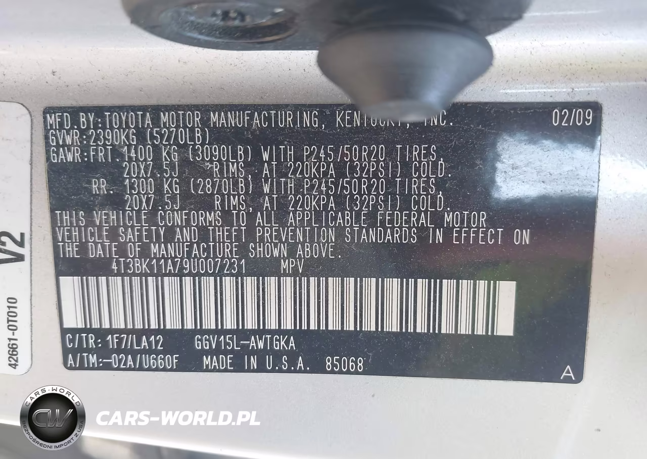 2009 Toyota Venza Base V6 VIN:4T3BK11A79U007231 - 9