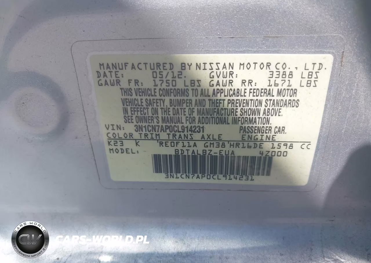 2012 Nissan Versa 1.6 Sv VIN:3N1CN7AP0CL914231 - 9