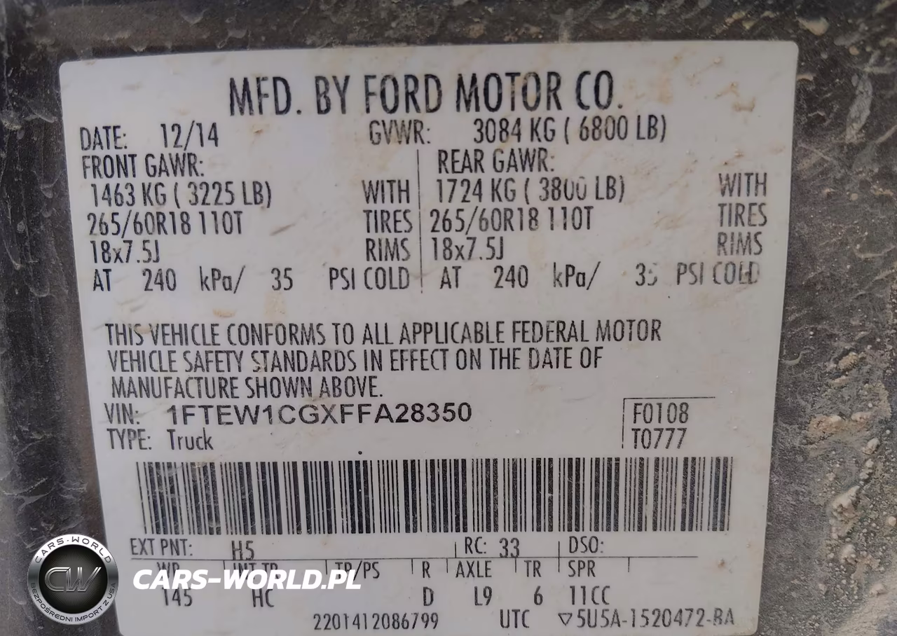 2015 Ford F-150 Lariat VIN:1FTEW1CGXFFA28350 - 9