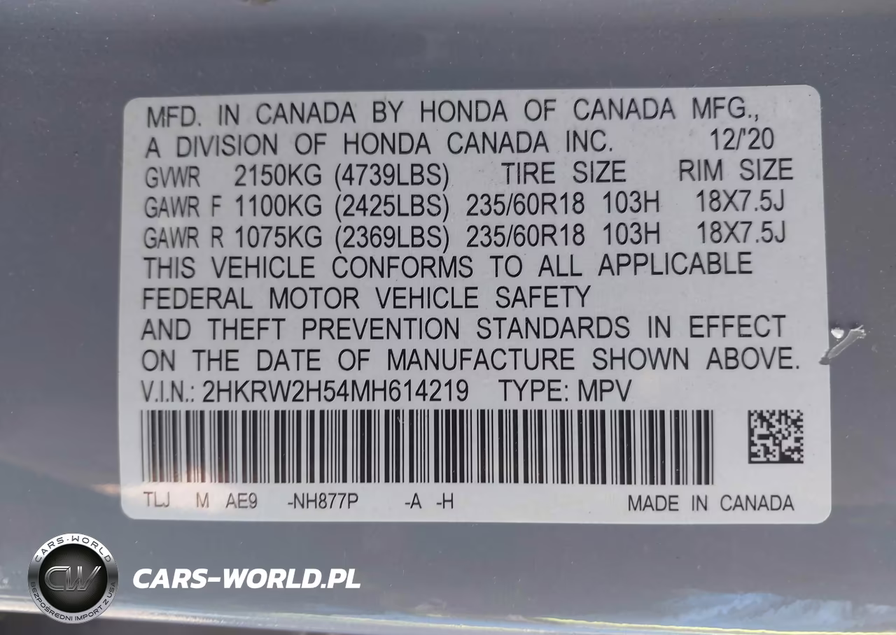 2021 Honda Cr-V Awd Ex VIN:2HKRW2H54MH614219 - 9