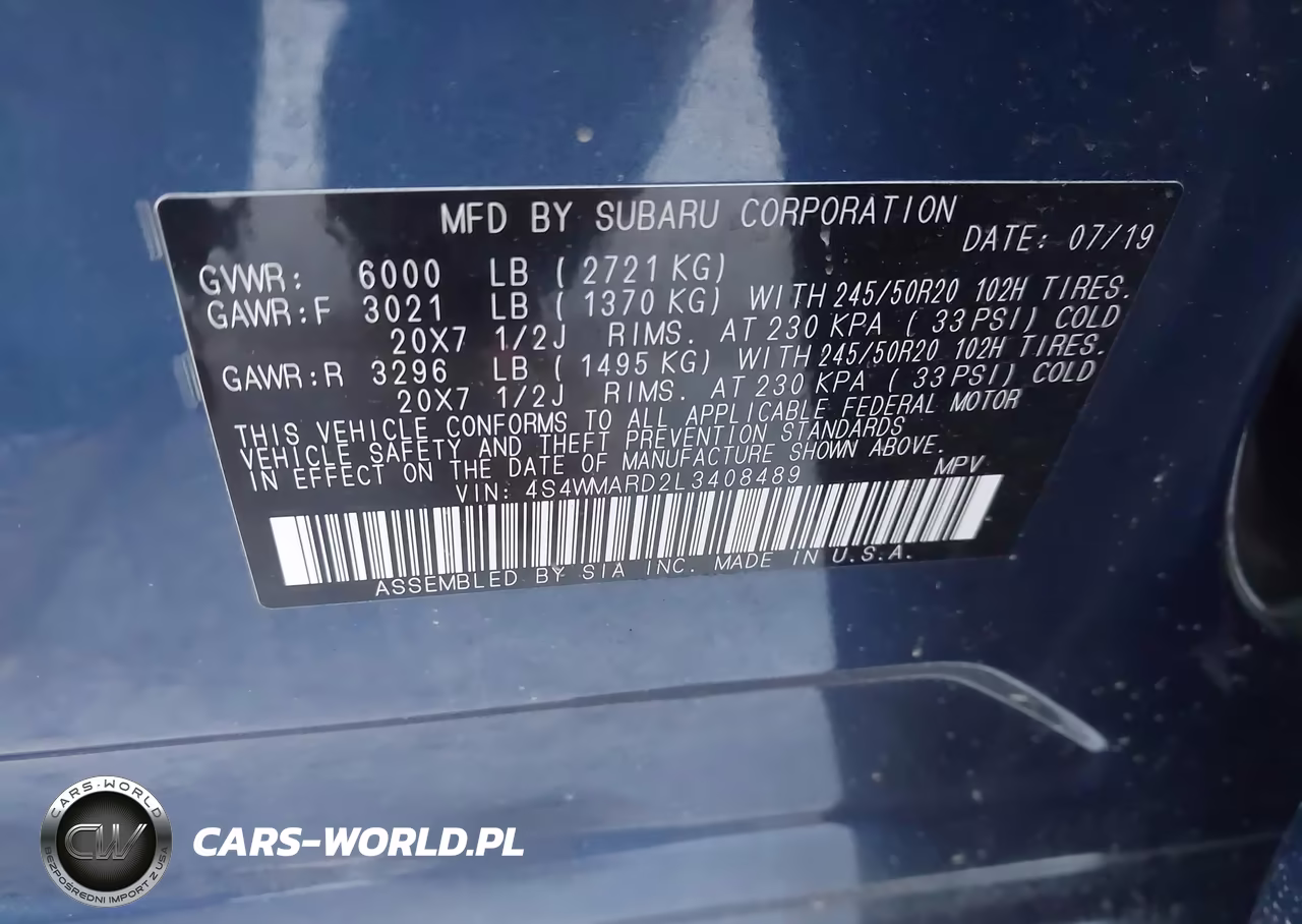 2020 Subaru Ascent Touring VIN:4S4WMARD2L3408489 - 9