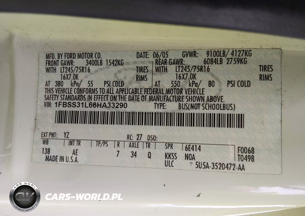 2006 Ford E-350 Super Duty VIN:1FBSS31L66HA33290 - 9