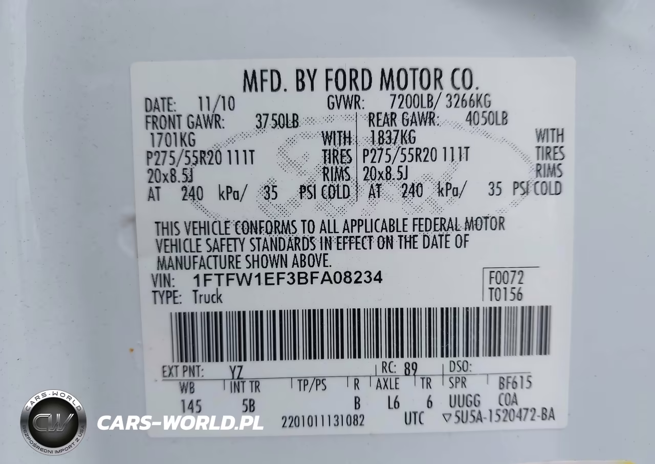 2011 Ford F-150 Fx4 VIN:1FTFW1EF3BFA08234 - 9