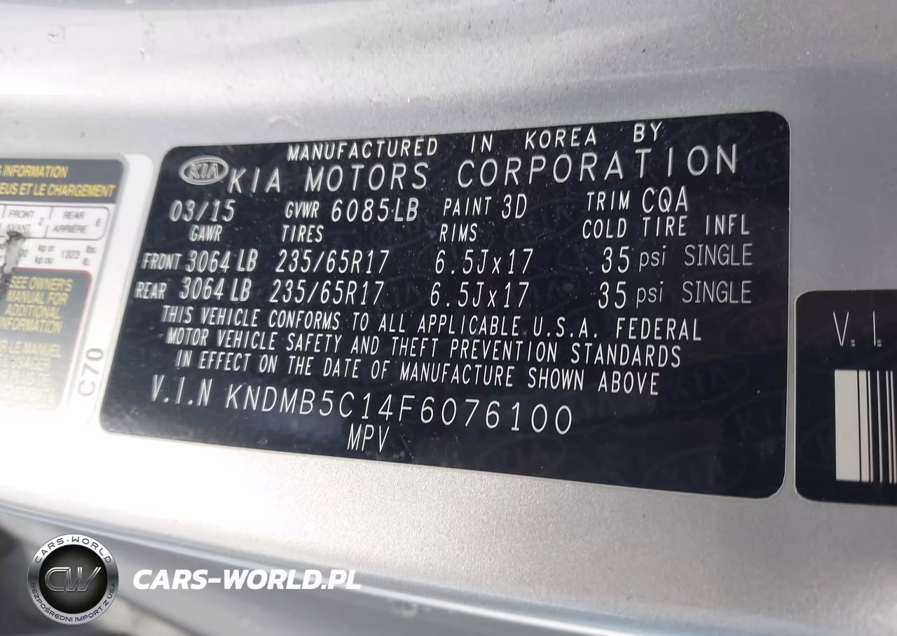 2015 Kia Sedona Lx VIN:KNDMB5C14F6076100 - 9