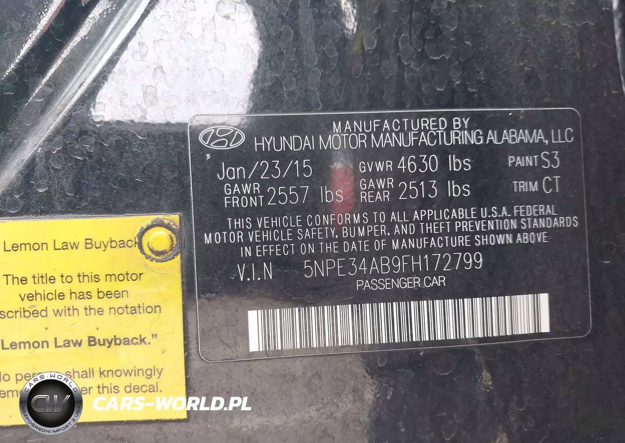 2015 Hyundai Sonata Limited 2.0T VIN:5NPE34AB9FH172799 - 9