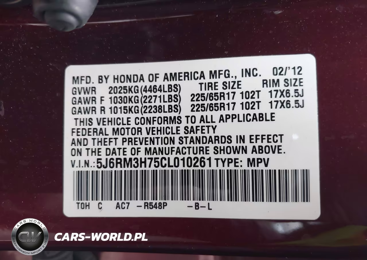 2012 Honda Cr-V Ex-L VIN:5J6RM3H75CL010261 - 9