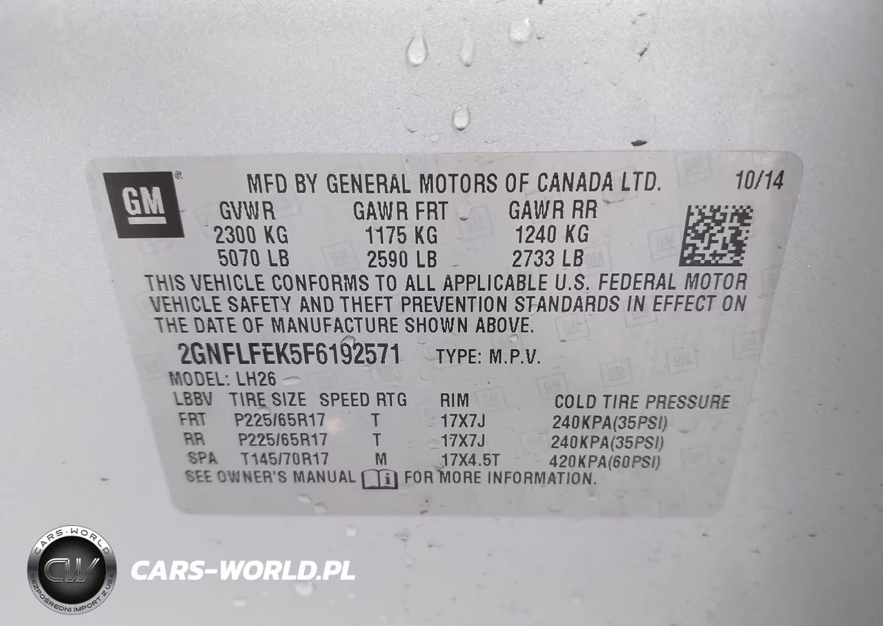 2015 Chevrolet Equinox 1Lt VIN:2GNFLFEK5F6192571 - 9