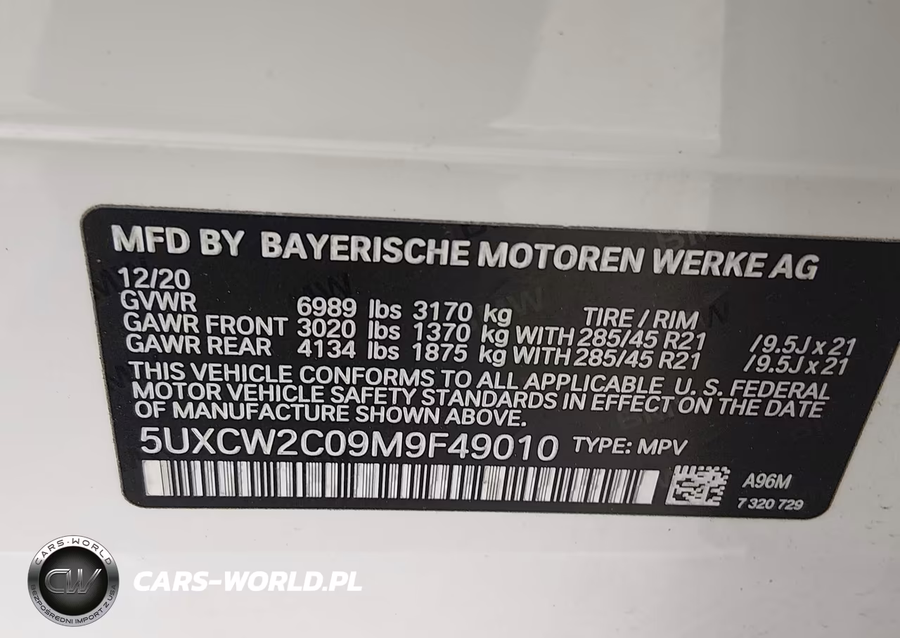 2021 BMW X7 xDrive40I VIN:5UXCW2C09M9F49010 - 9