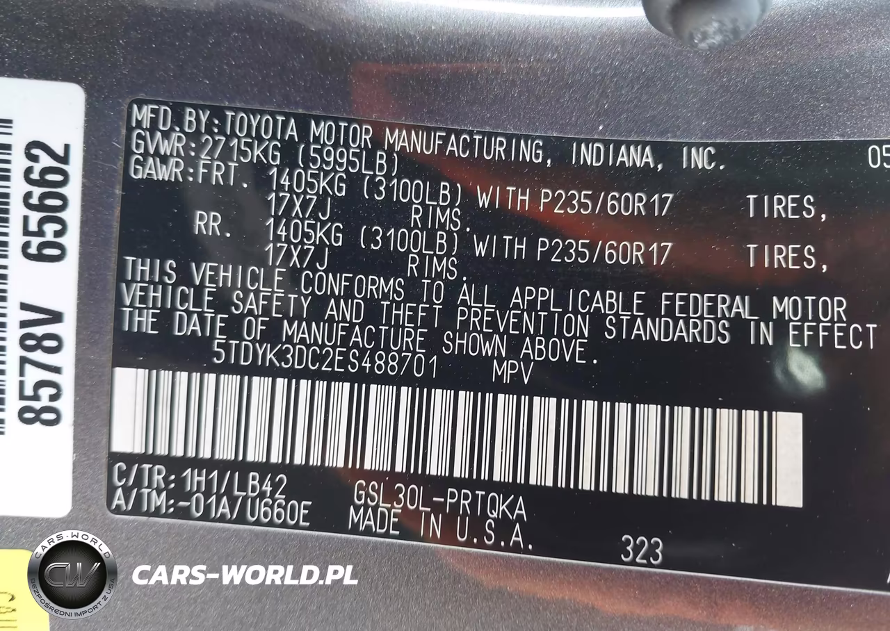 2014 Toyota Sienna Xle V6 8 Passenger VIN:5TDYK3DC2ES488701 - 9