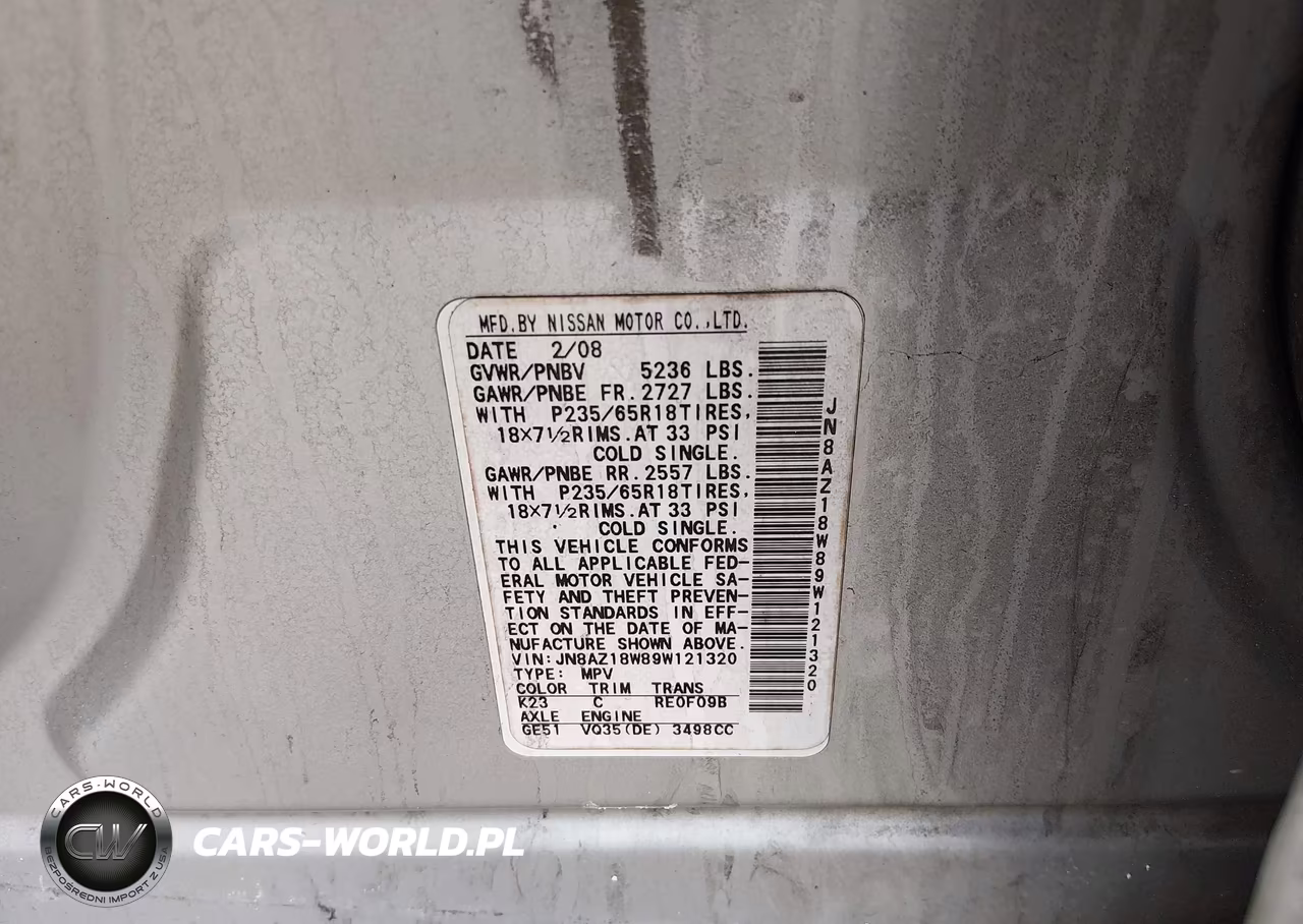 2009 Nissan Murano S VIN:JN8AZ18W89W121320 - 9