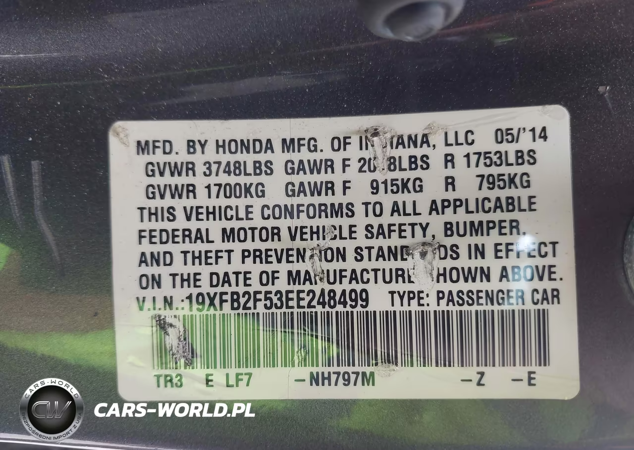 2014 Honda Civic Lx VIN:19XFB2F53EE248499 - 9