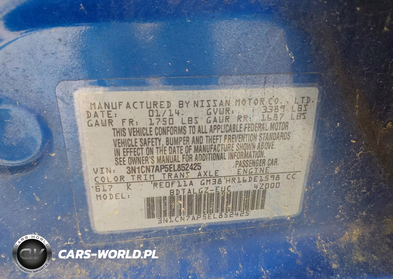 2014 Nissan Versa 1.6 Sl VIN:3N1CN7AP5EL852425 - 9