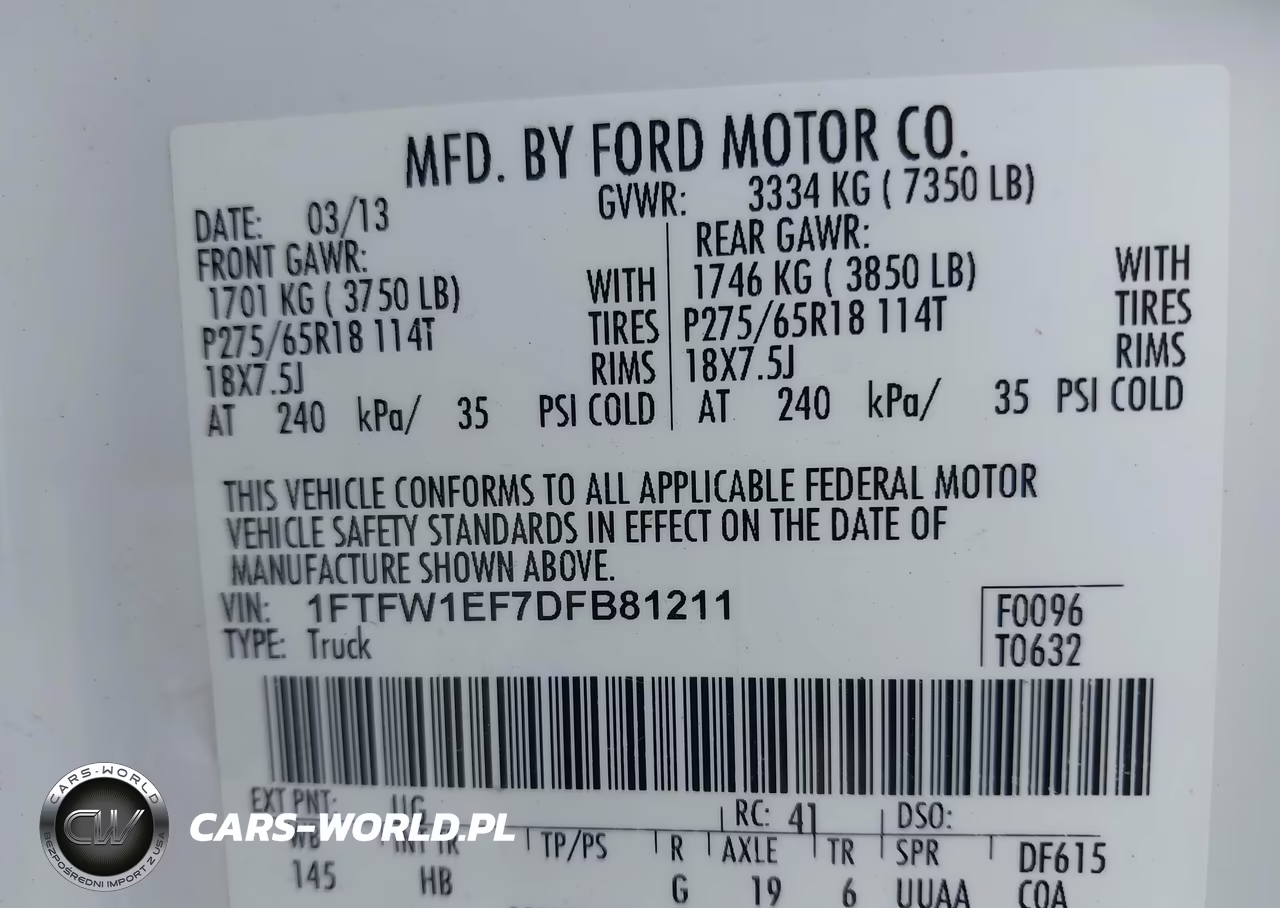 2013 Ford F-150 Lariat VIN:1FTFW1EF7DFB81211 - 9