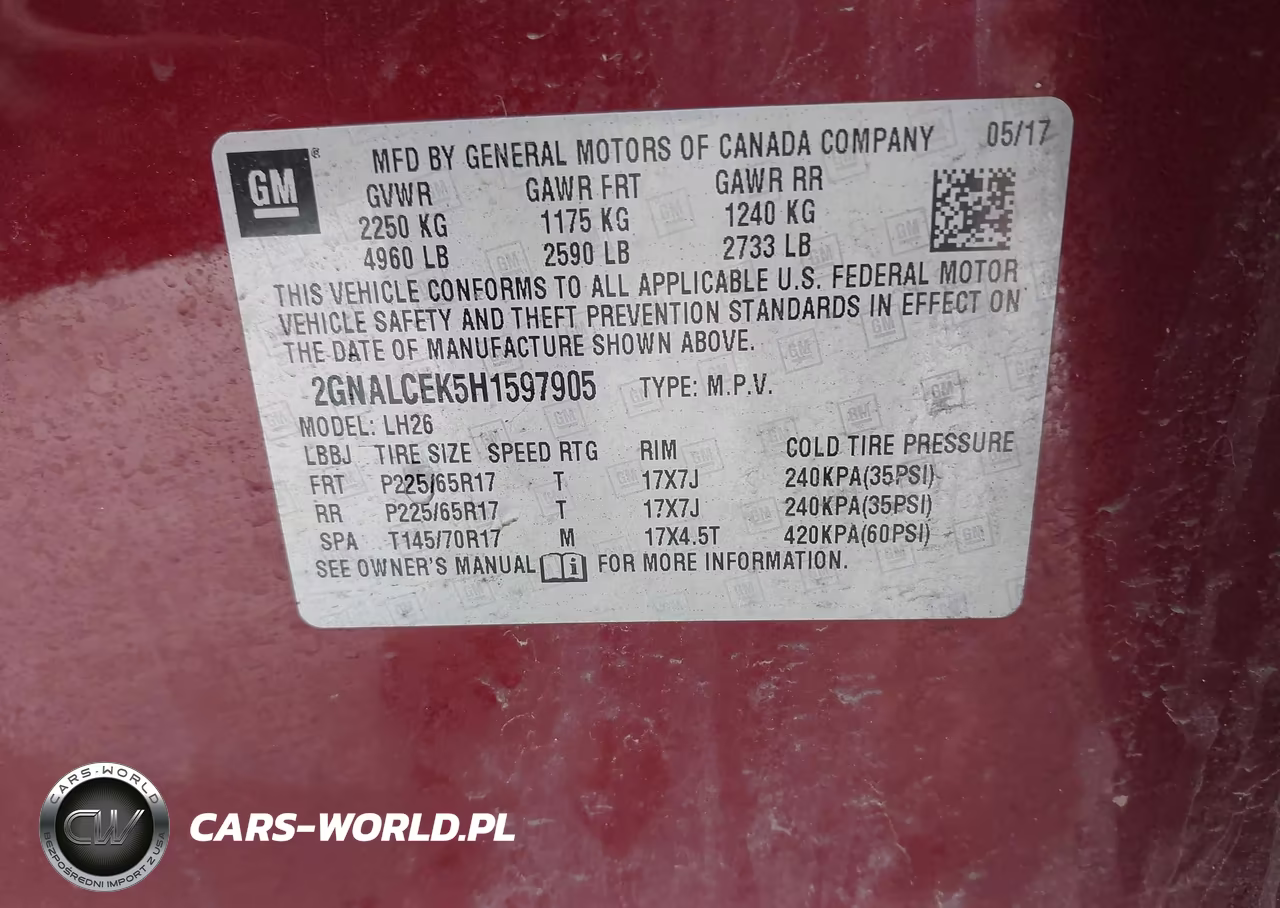 2017 Chevrolet Equinox Lt VIN:2GNALCEK5H1597905 - 9