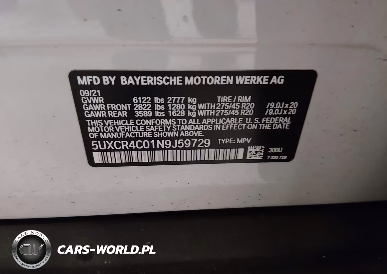 2022 BMW X5 Sdrive40I VIN:5UXCR4C01N9J59729 - 9