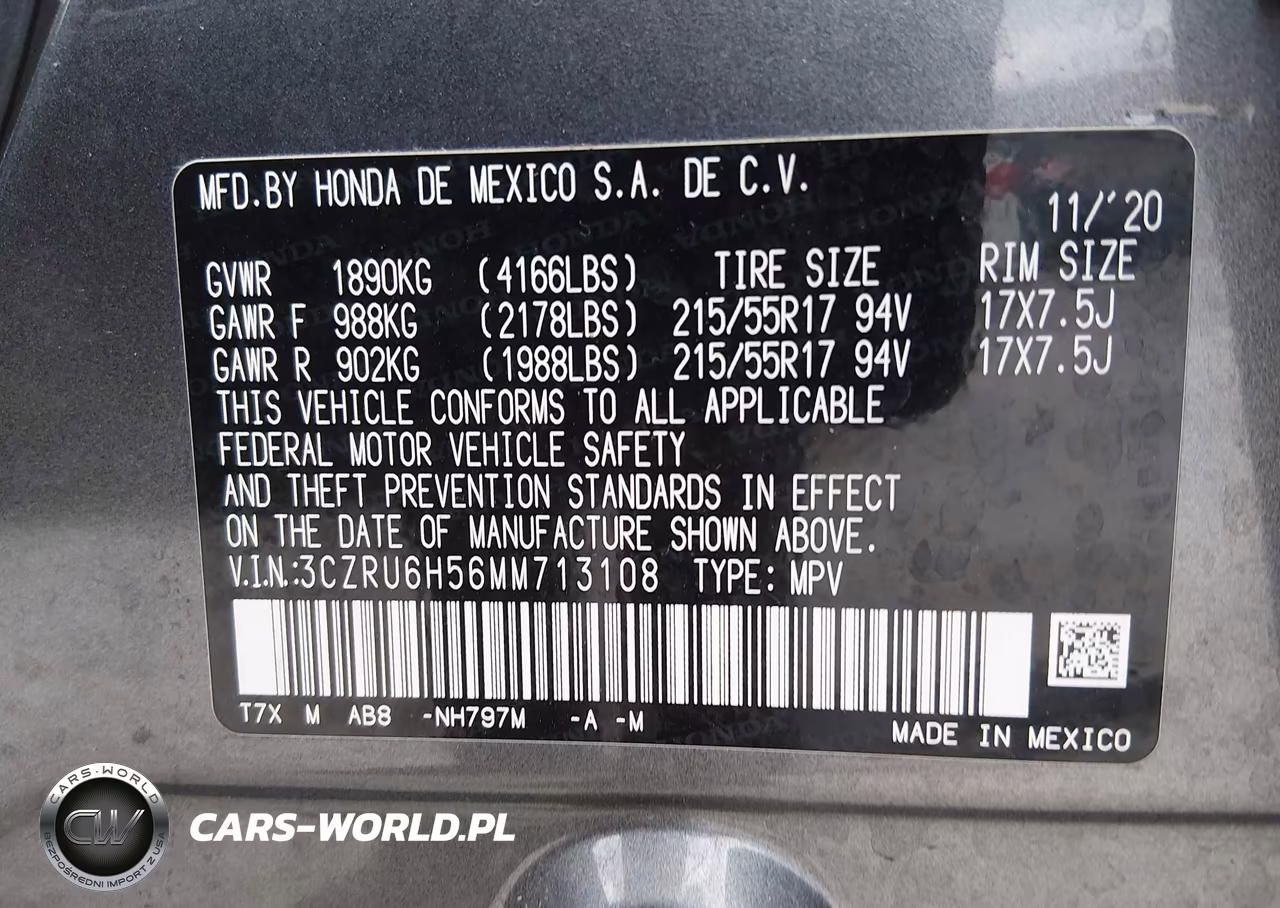 2021 Honda Hr-V Awd Ex VIN:3CZRU6H56MM713108 - 9