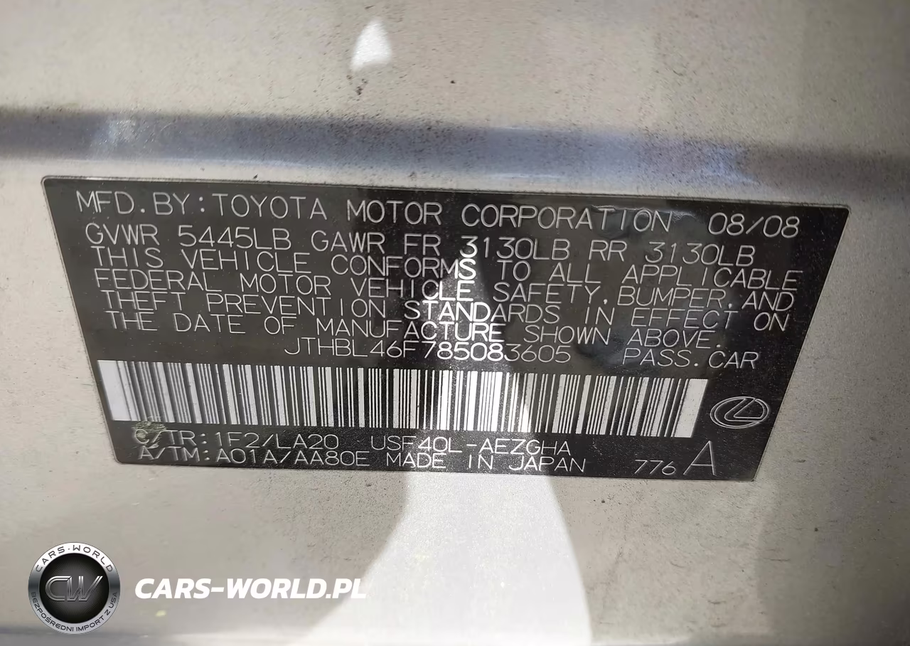 2008 Lexus Ls 460 VIN:JTHBL46F785083605 - 9