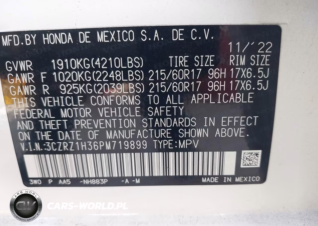 2023 Honda Hr-V 2Wd Lx VIN:3CZRZ1H36PM719899 - 9