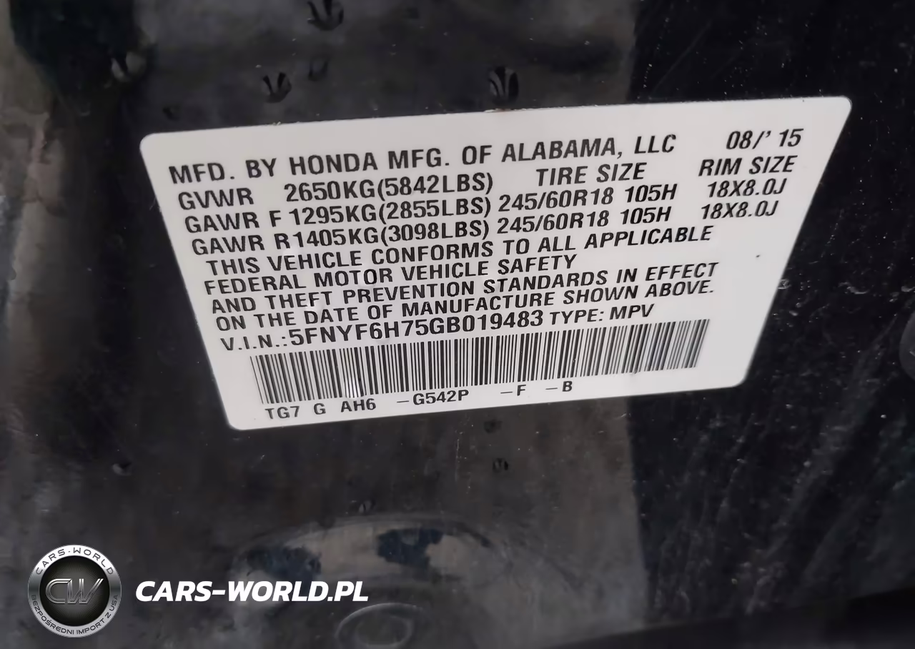2016 Honda Pilot Ex-L VIN:5FNYF6H75GB019483 - 9