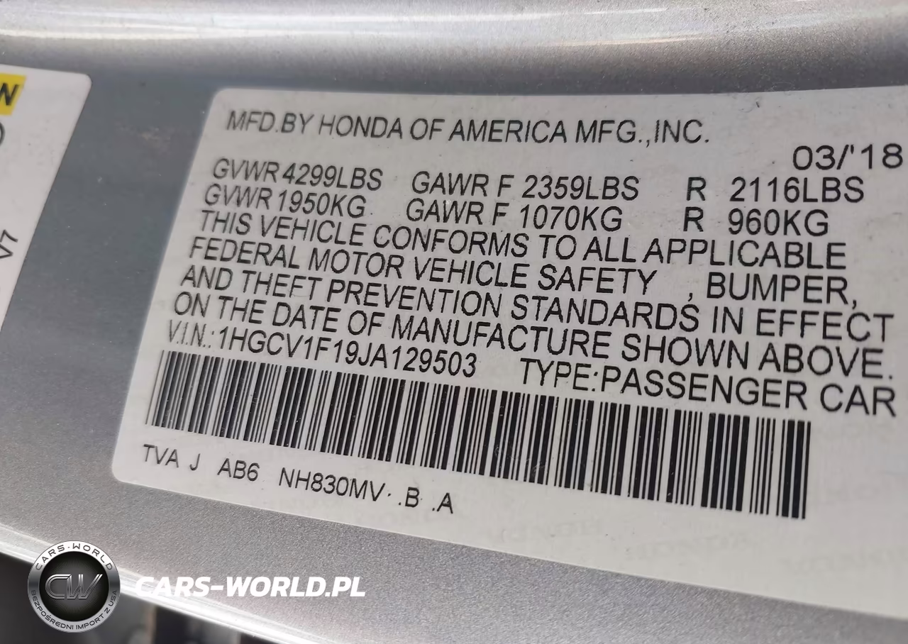 2018 Honda Accord Lx VIN:1HGCV1F19JA129503 - 9