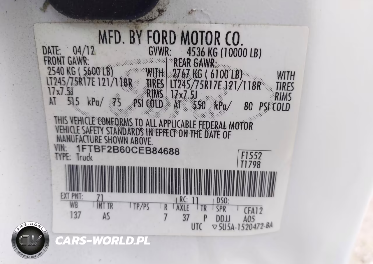 2012 Ford F-250 Xl VIN:1FTBF2B60CEB84688 - 9