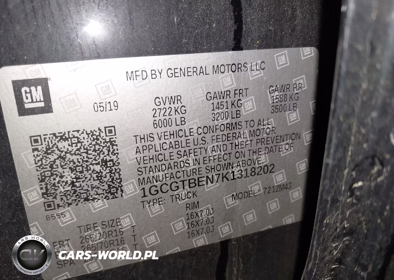 2019 Chevrolet Colorado Wt VIN:1GCGTBEN7K1318202 - 8