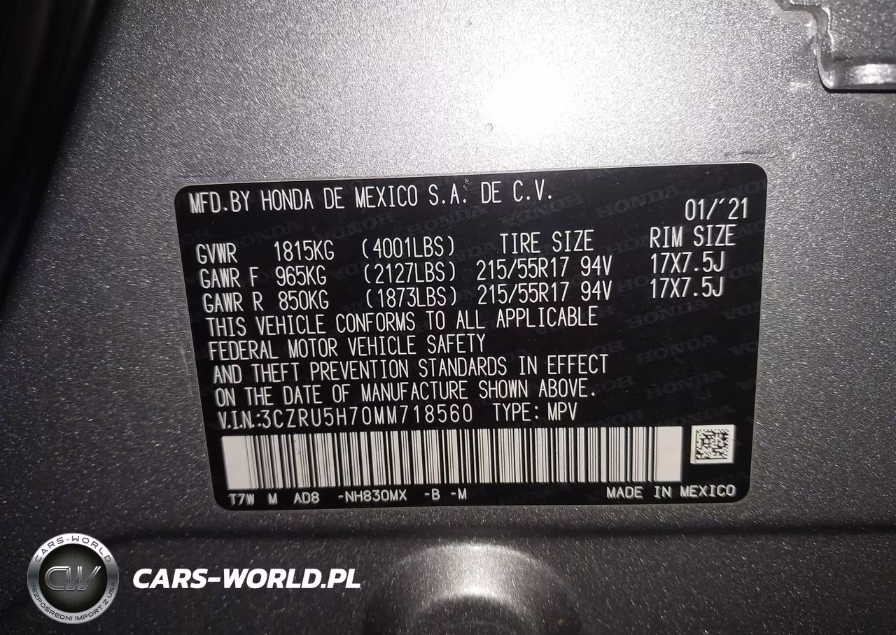 2021 Honda Hr-V 2Wd Ex-L VIN:3CZRU5H70MM718560 - 9