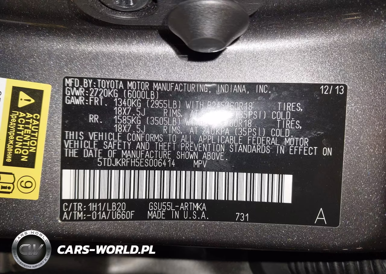 2014 Toyota Highlander Xle V6 VIN:5TDJKRFH5ES006414 - 9