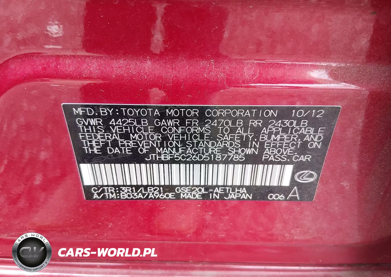 2013 Lexus Is 250 VIN:JTHBF5C26D5187785 - 9