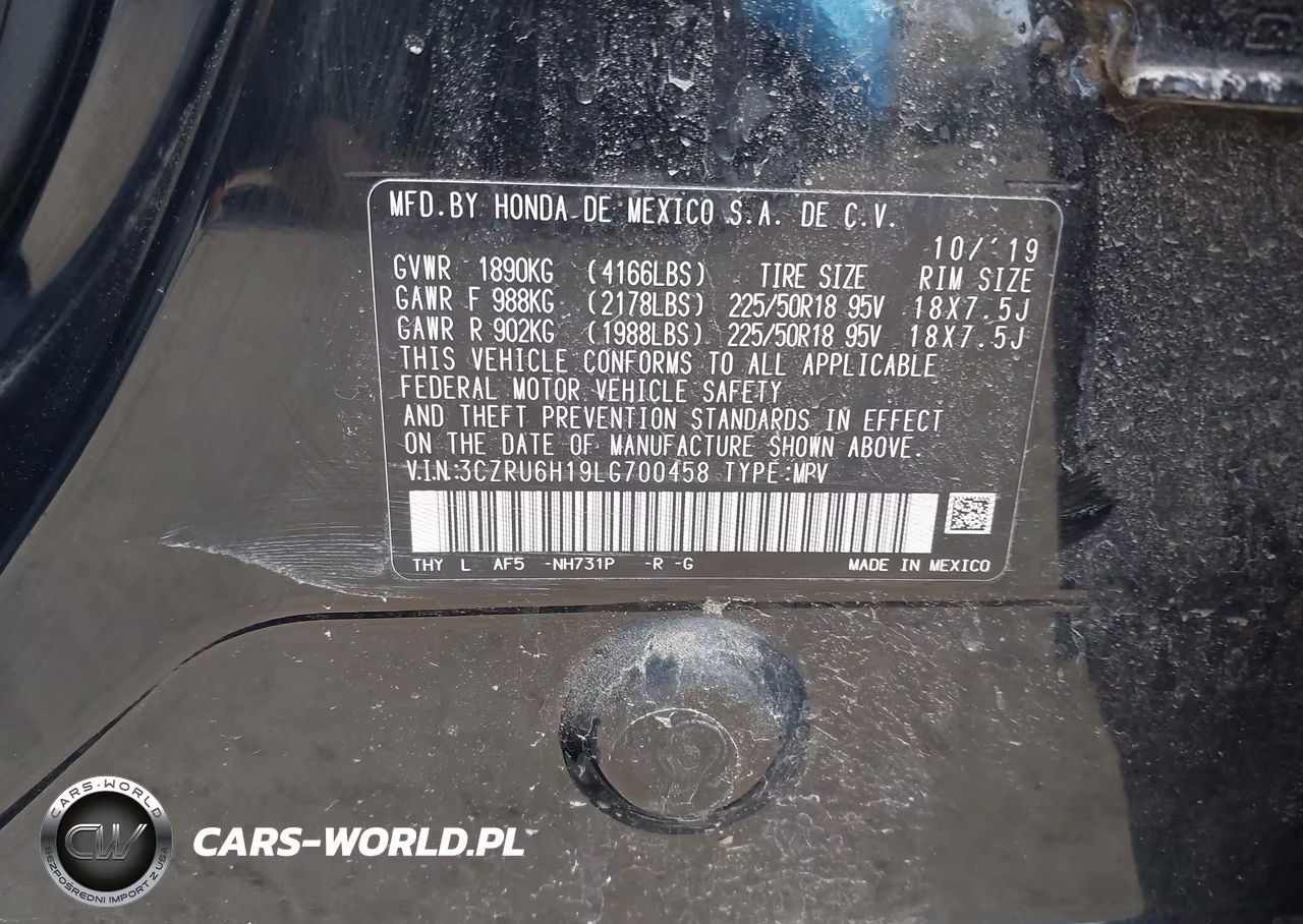 2020 Honda Hr-V Awd Sport VIN:3CZRU6H19LG700458 - 9