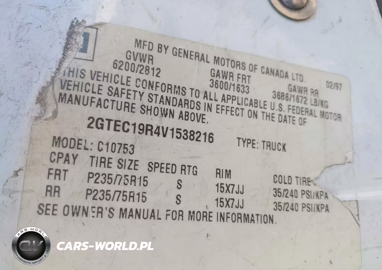 1997 GMC Sierra 1500 Sl Wideside VIN:2GTEC19R4V1538216 - 9