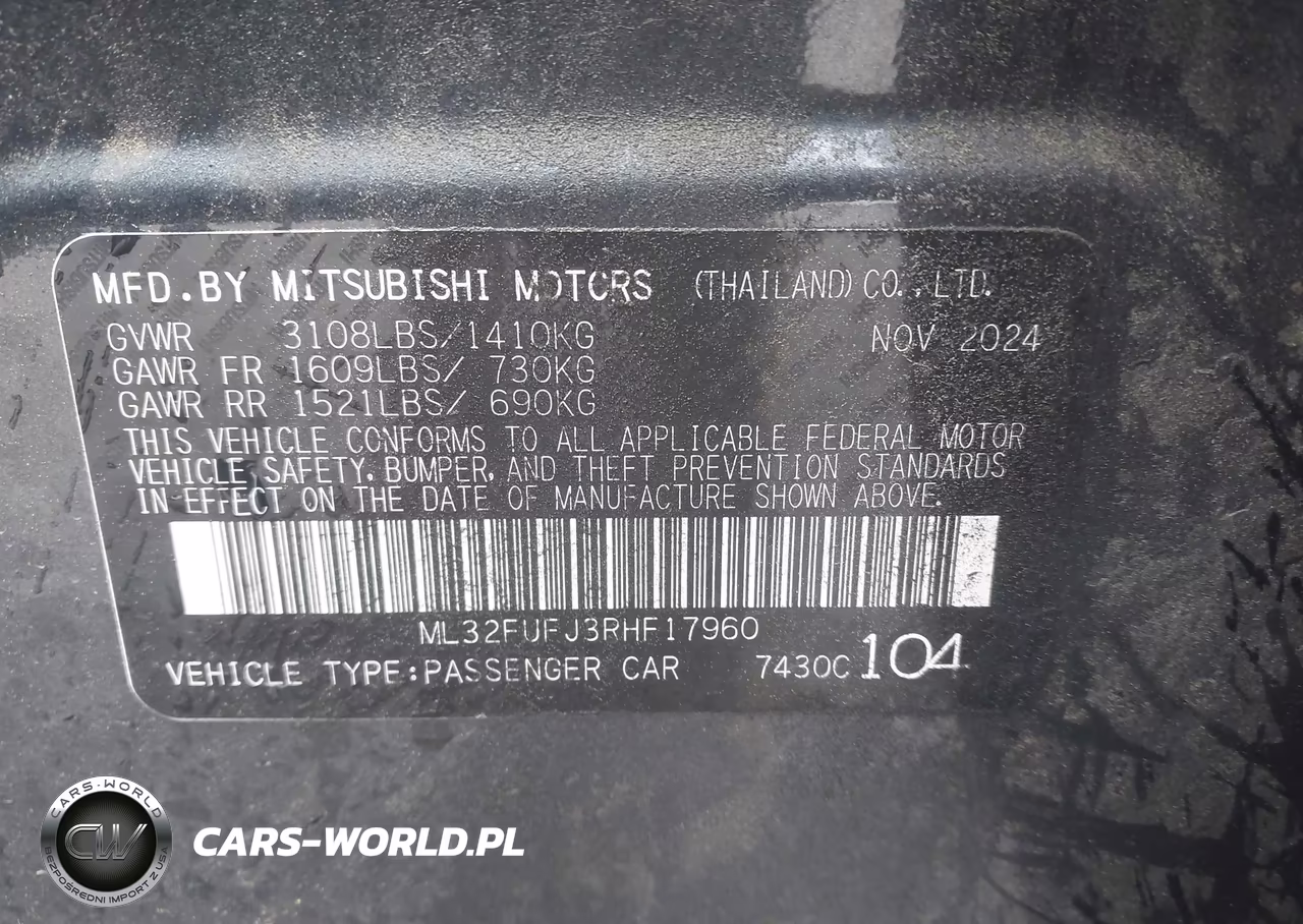 2024 Mitsubishi Mirage G4 Le VIN:ML32FUFJ3RHF17960 - 9