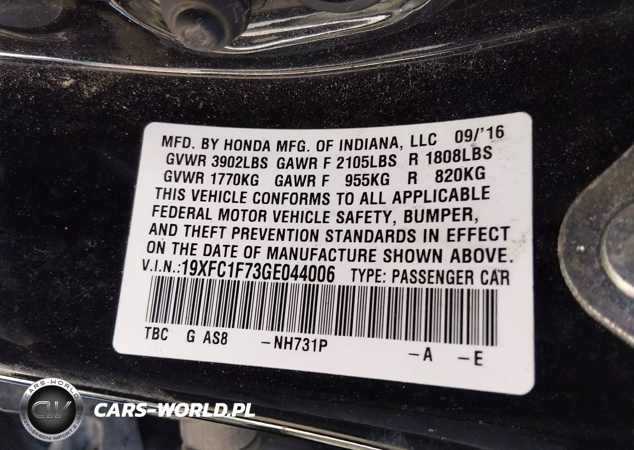 2016 Honda Civic Ex-L VIN:19XFC1F73GE044006 - 9
