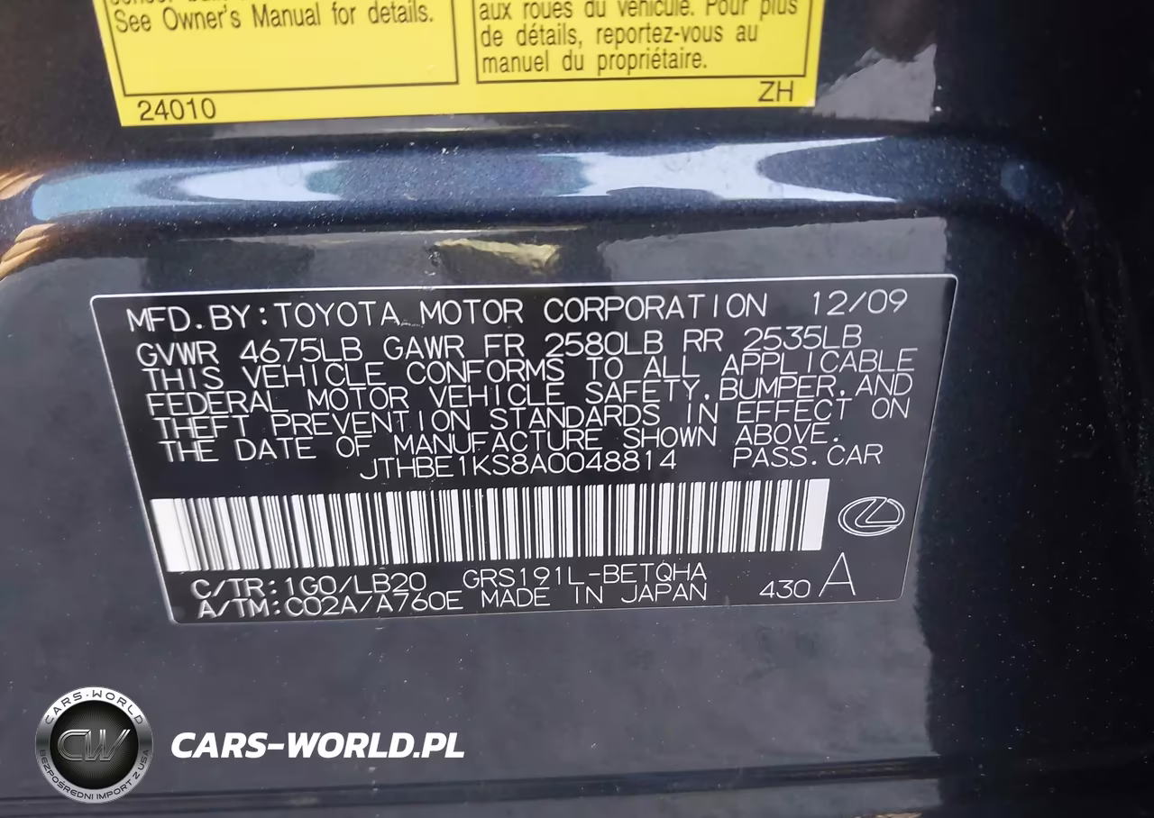2010 Lexus Gs 350 VIN:JTHBE1KS8A0048814 - 9